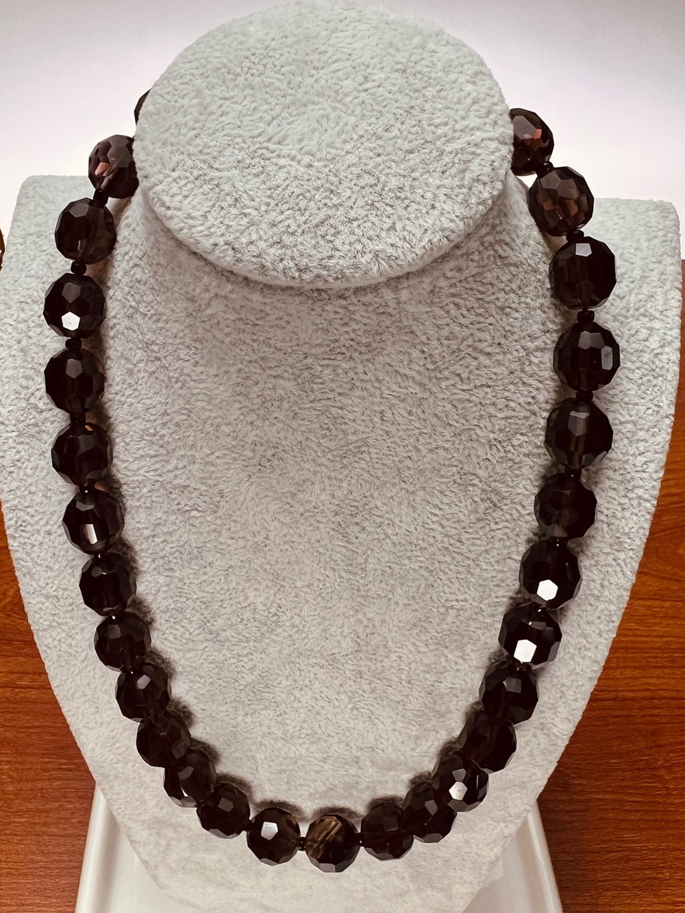 Vintage Smokey Topaz Faceted Crystal Beads Necklace - Women Jewelry